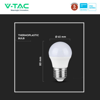 VT-246 Lampadina LED E27 4,5W Bulb G45 MiniGlobo V-Tac Pro