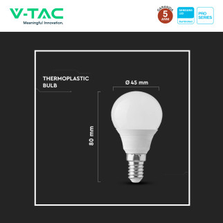 VT-270 Lampadina LED E14 6,5W Bulb P45 MiniGlobo V-Tac Pro