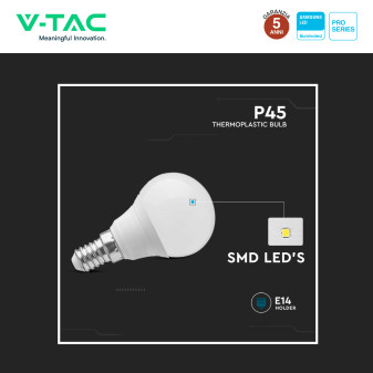 VT-270 Lampadina LED E14 6,5W Bulb P45 MiniGlobo V-Tac Pro