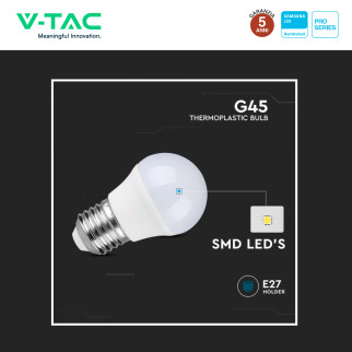 VT-1812 Lampadina LED E27 3,7W G45 MiniGlobo SMD Chip Samsung V-Tac