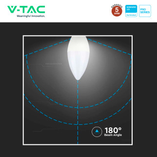 VT-293D Lampadina LED E14 5,5W Candle Chip Samsung V-Tac Pro