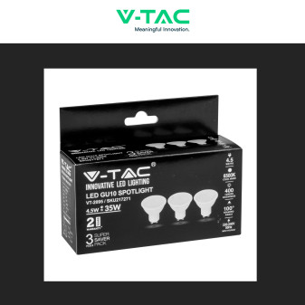 VT-2095 Super Saver Pack 3 Lampadine LED GU10 4,5W V-Tac