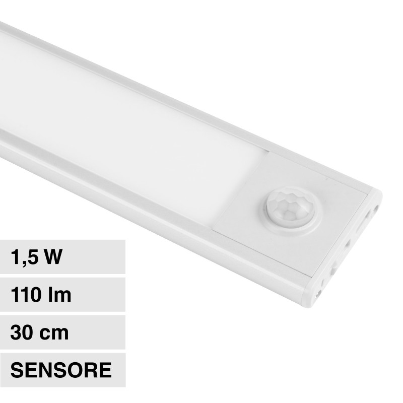 V-Tac VT-8141 Lampada LED da Armadio 1.5W SMD Ricaricabile Micro USB Sensore PIR di Movimento