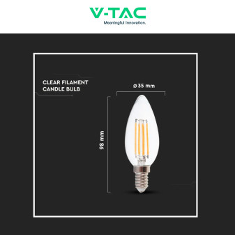 VT-21125 Lampadina LED E14 5,5W Candle Dimmerabile V-Tac