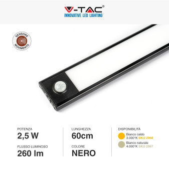VT-8143 V-Tac Lampada LED da Armadio 2,5W SMD Sensore PIR