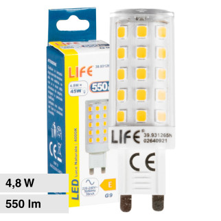 Lampadina LED 4,8W G9 SMD Trasparente Ceramica Life