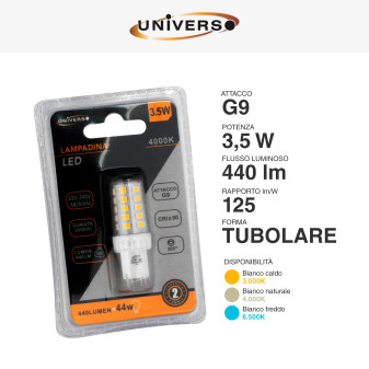 Lampadina LED G9 3,5W Tubolare SMD Universo
