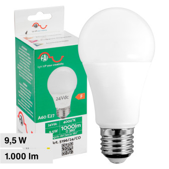 Lampadina LED E27 9,5W Bulb A60 Goccia SMD 24V DC FAI