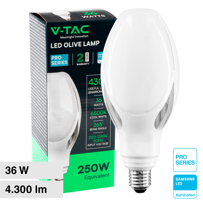VT-240 Lampadina LED E27 36W Olive Lamp SMD Chip Samsung V-Tac Pro