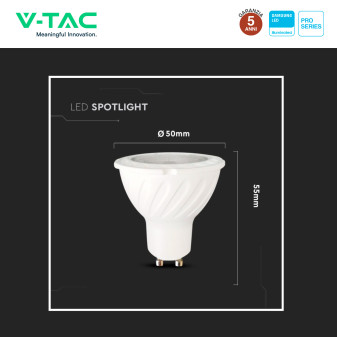 VT-277 Faretto LED GU10 6W Spotlight SMD Chip Samsung V-Tac Pro