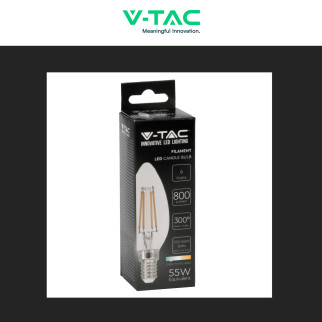 VT-2327 Lampadina LED E14 6W Filament Trasparente V-Tac