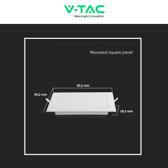 VT-61003 Mini Pannello LED Quadrato 3W SMD da Incasso V-Tac