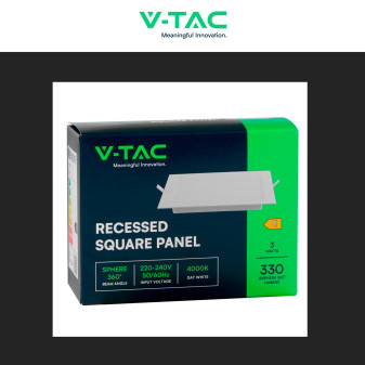 VT-61003 Mini Pannello LED Quadrato 3W SMD da Incasso V-Tac