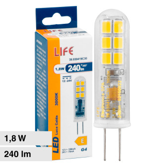 Lampadina LED G4 1,8W Tubolare SMD 12/24V in Vetro Trasparente Life