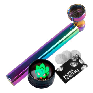 Pipa a Tubo Metallo + Grinder Chiusura Magnetica Champ High