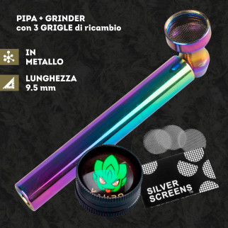 Pipa a Tubo Metallo + Grinder Chiusura Magnetica Champ High