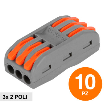 10 Connettori Universali 2 Poli a 3 Posizioni Life Mod. 38.3005023