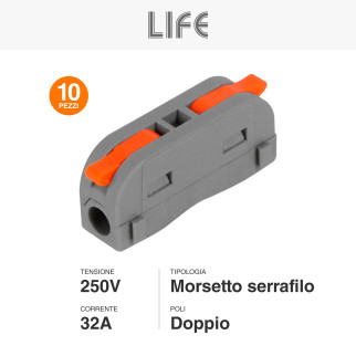 10 Connettori Universali 2 Poli a 1 PosizionieLife Mod. 38.3005021