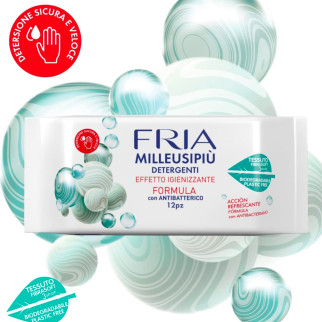 MilleUsiPiù 12 Salviette Igienizzanti Biodegradabili Rinfrescanti Fria