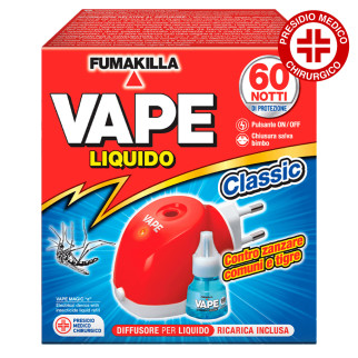 Diffusore Elettrico con Ricarica Liquida contro Zanzare Comuni e Tigre Vape