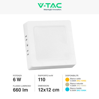 VT-60006 Mini Pannello LED Quadrato 6W SMD V-Tac