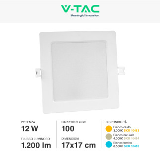 VT-61012 Mini Pannello LED Quadrato 12W SMD da Incasso V-Tac