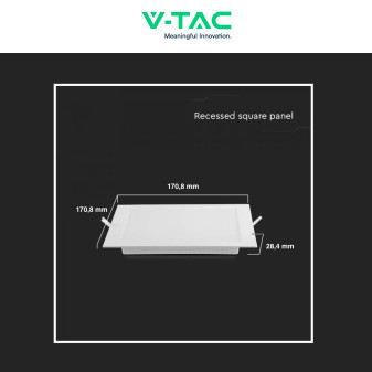 VT-61012 Mini Pannello LED Quadrato 12W SMD da Incasso V-Tac