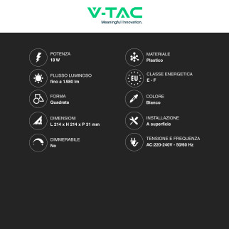 VT-60018 Mini Pannello LED Quadrato 18W SMD V-Tac