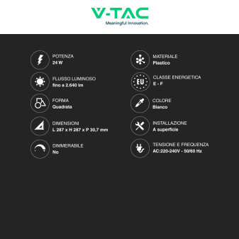 VT-60024 Mini Pannello LED Quadrato 24W SMD V-Tac