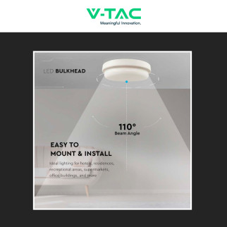 VT-8095 Plafoniera LED 12W Rotonda SMD IP54 Bianca V-Tac