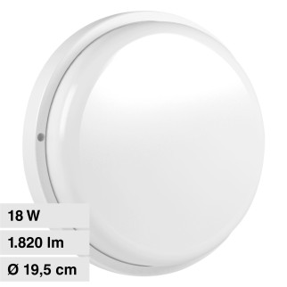 VT-8096 Plafoniera LED 18W Rotonda SMD IP54 Bianca V-Tac