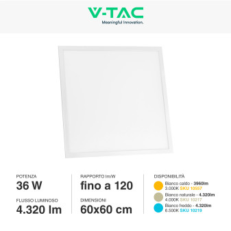 VT-60036 Pannello LED Quadrato 60x60 36W SMD e Driver V-Tac