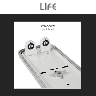 Plafoniera Lineare Slim Porta Tubi LED IP65 2 Tubi T8 da 150cm Life