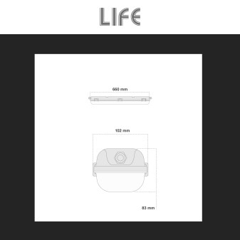 Plafoniera Lineare Slim Porta Tubi LED IP65 2 Tubi T8 da 60cm Life