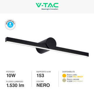 Lampada LED da Specchio 10W VT-7022 SMD Colore Nero V-Tac