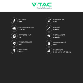 Lampada LED da Specchio 10W VT-7022 SMD Colore Bianco V-Tac