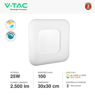 VT-7309 Plafoniera LED Quadrata 25W SMD CCT V-Tac Gallery
