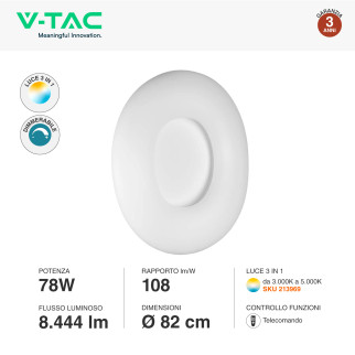 VT-7752 Plafoniera LED Rotonda 78W SMD CCT 3in1 V-Tac