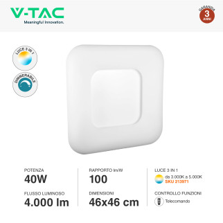 VT-7463 Plafoniera LED Quadrata 40W SMD CCT V-Tac Gallery
