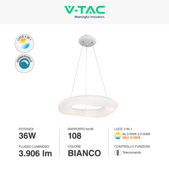 VT-7605 Lampadario LED Rotondo 36W SMD CCT V-Tac Gallery