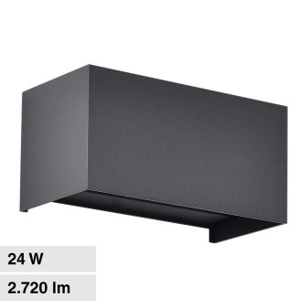 VT-8125 Lampada LED da Muro 24W SMD Colore Nero V-Tac