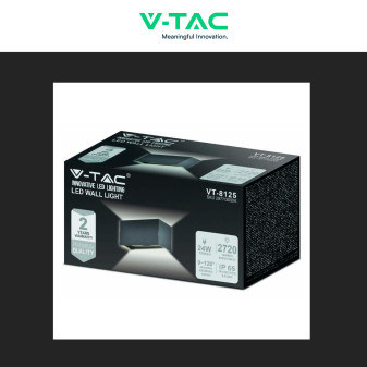 VT-8125 Lampada LED da Muro 24W SMD Colore Nero V-Tac