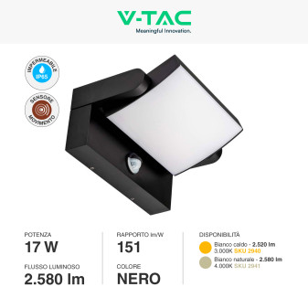VT-11020S Lampada LED da Muro 17W SMD Sensore PIR V-Tac