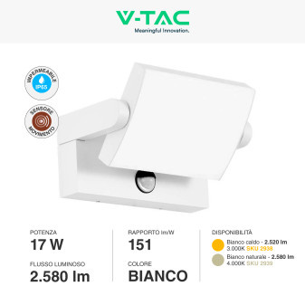 VT-11020S Lampada LED da Muro 17W SMD Sensore PIR V-Tac