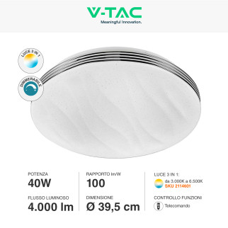 VT-8403 Plafoniera LED Tonda 40W SMD CCT 3in1 V-Tac Gallery