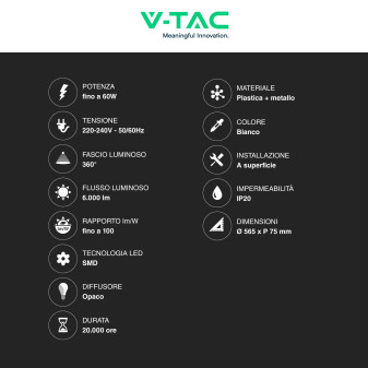 VT-8555 Plafoniera LED Tonda 60W SMD CCT 3in1 V-Tac Gallery