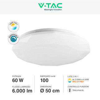 VT-8557 Plafoniera LED Tonda 60W SMD CCT 3in1 V-Tac Gallery