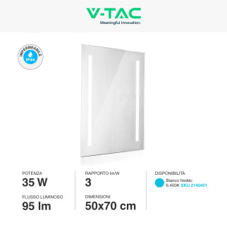 VT-8700 Lampada LED a Specchio 35W Anti-Fog SMD V-Tac