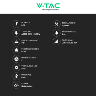 VT-8700 Lampada LED a Specchio 35W Anti-Fog SMD V-Tac