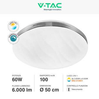 VT-8503 Plafoniera LED Tonda 60W SMD CCT 3in1 V-Tac Gallery